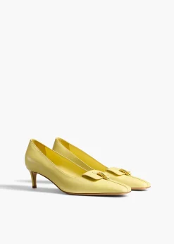 Khaite Pumps-Celia Pocket Pump in Pale Yellow Vintage Calf Leather