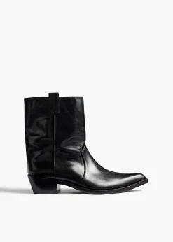 Khaite Boots-Clive Ankle Boot in Black Leather