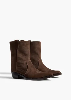 Khaite Boots-Clive Ankle Boot in Ebano Suede