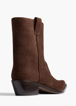 Khaite Boots-Clive Ankle Boot in Ebano Suede