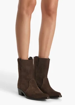 Khaite Boots-Clive Ankle Boot in Ebano Suede