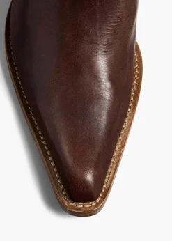 Khaite Boots-Clive Boot in Dark Brown Leather