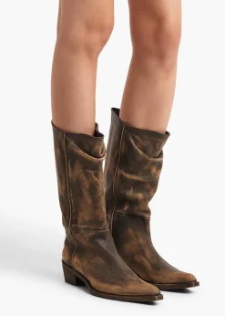 Khaite Boots-Clive Boot in Vintage Black Leather
