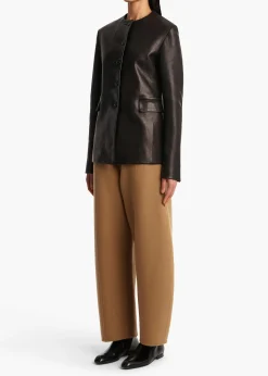 Khaite Leather|Pants-Clover Pant in Camel
