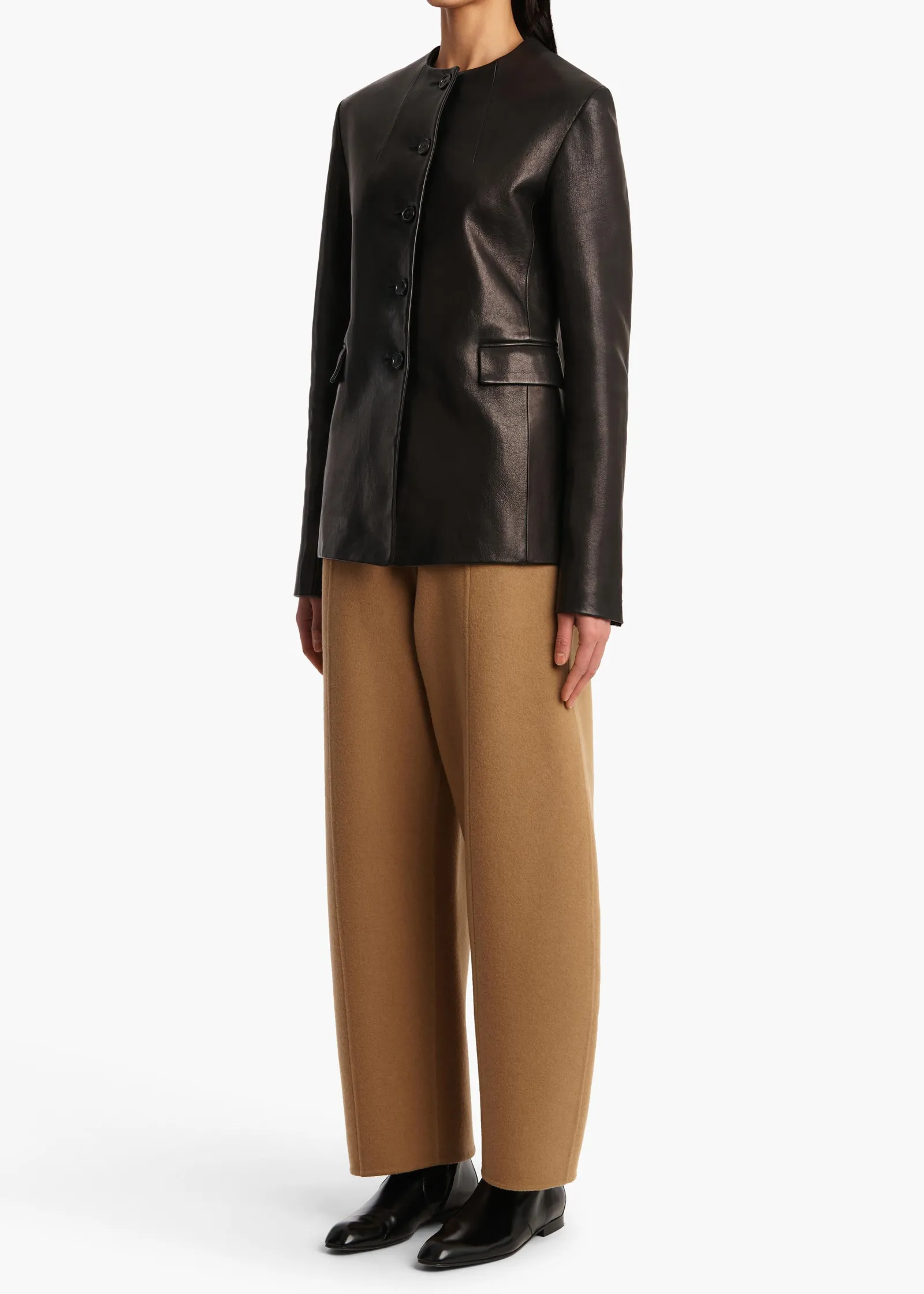 Khaite Leather|Pants-Clover Pant in Camel