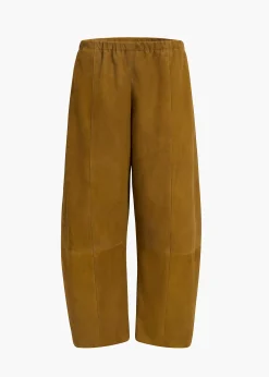 Khaite Leather|Pants-Clover Pant in Toffee Suede