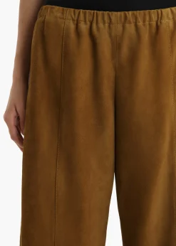 Khaite Leather|Pants-Clover Pant in Toffee Suede