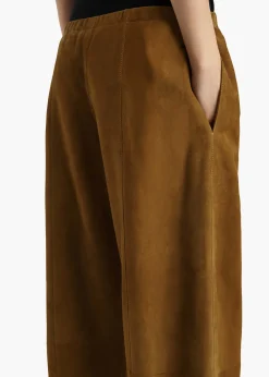 Khaite Leather|Pants-Clover Pant in Toffee Suede