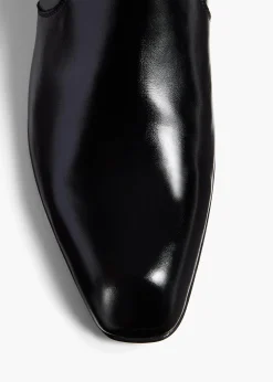 Khaite Boots-Colt Ankle Boot in Black Glazed Leather