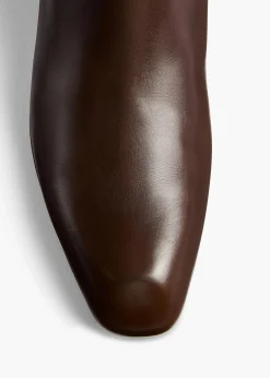 Khaite Boots-Colt Ankle Boot in Vintage Brown Leather