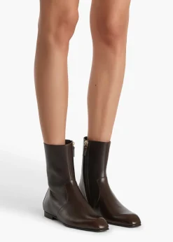 Khaite Boots-Colt Ankle Boot in Vintage Brown Leather