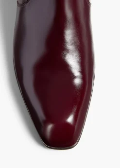 Khaite Boots-Colt Knee-High Boot in Bordeaux Glazed Leather