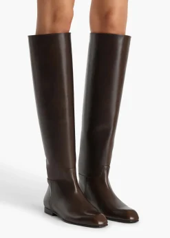 Khaite Boots-Colt Knee-High Boot in Vintage Brown Leather