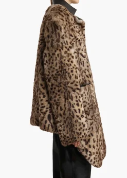 Khaite Leather|Outerwear & Coats-Comelle Coat in Leopard Print Lapin