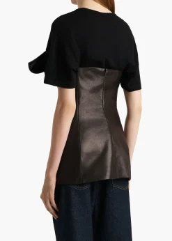 Khaite Leather|Shirts & Tops-Corinne Top in Black Leather