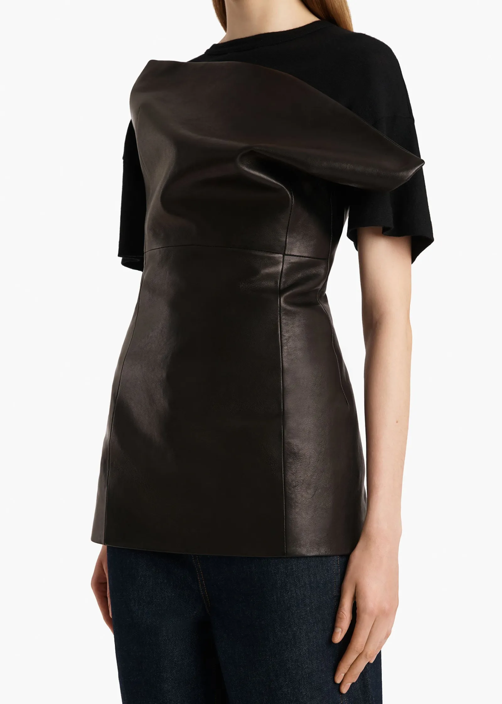Khaite Leather|Shirts & Tops-Corinne Top in Black Leather