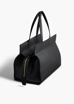 Khaite Totes|Top Handle-Crosby Bag in Black Pebbled Leather