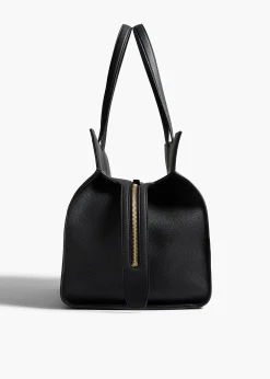 Khaite Totes|Top Handle-Crosby Bag in Black Pebbled Leather