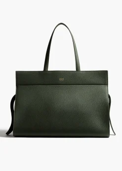 Khaite Totes|Top Handle-Crosby Bag in Bottle Green Pebbled Leather