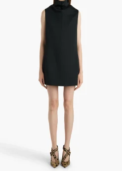 Khaite Leather|Dresses-Daria Dress in Black Satin