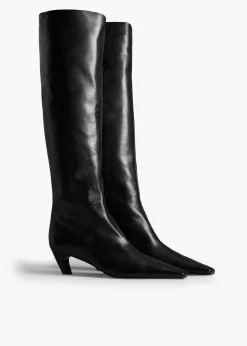 Khaite Boots-Davis Boot in Black Leather