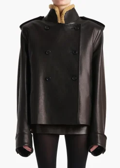 Khaite Leather|Outerwear & Coats-Dean Jacket in Black Leather with Shearling