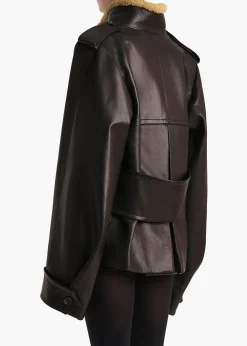 Khaite Leather|Outerwear & Coats-Dean Jacket in Black Leather with Shearling