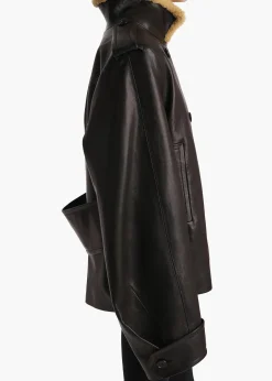 Khaite Leather|Outerwear & Coats-Dean Jacket in Black Leather with Shearling