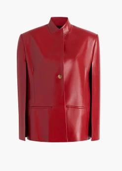 Khaite Leather|Jackets-Dolso Jacket in Deep Red Leather