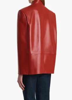 Khaite Leather|Jackets-Dolso Jacket in Deep Red Leather