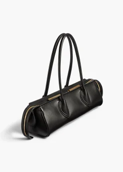 Khaite Shoulder Bags-Donna Shoulder Bag in Black Leather
