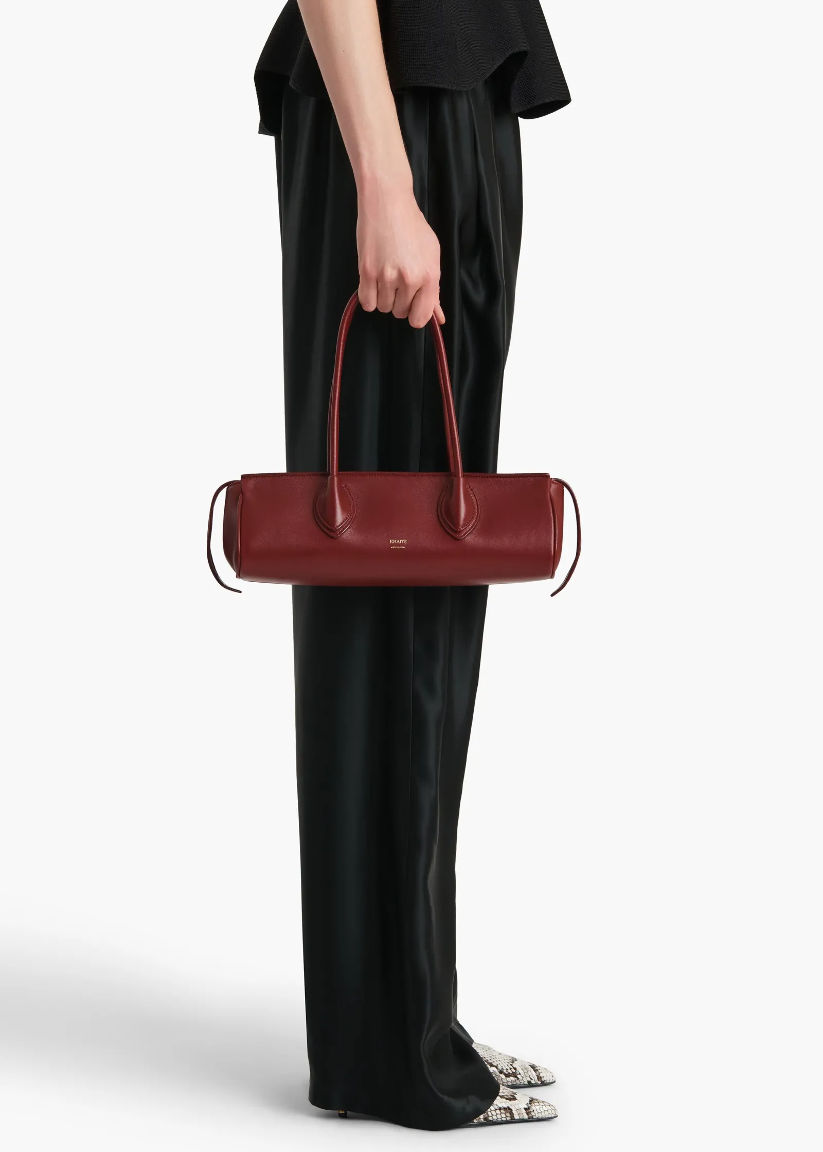 Khaite Shoulder Bags-Donna Shoulder Bag in Oxblood Leather