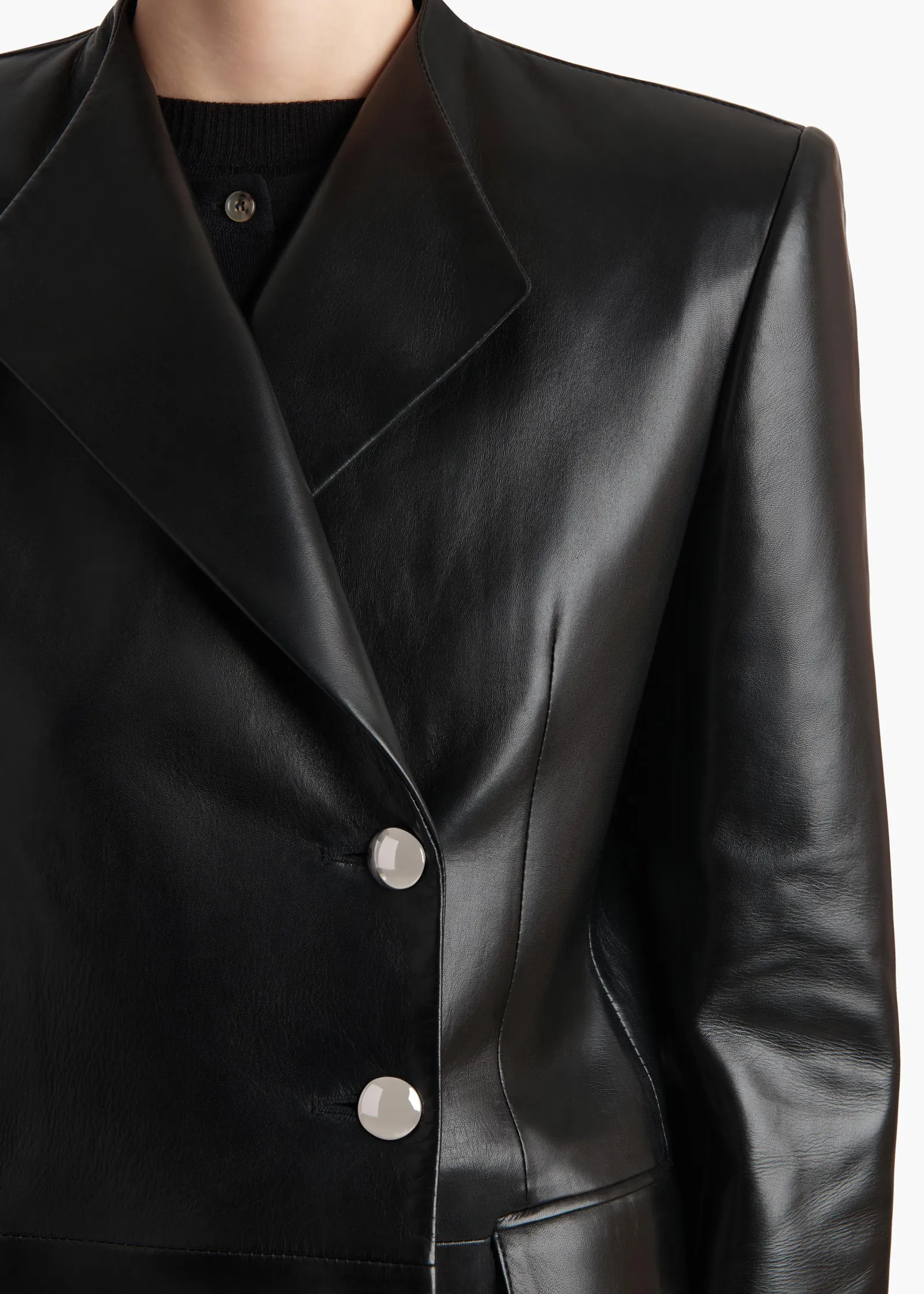 Khaite Leather|Jackets-Elona Jacket in Black Leather