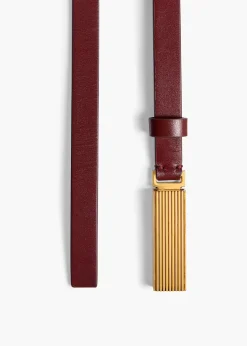Khaite Belts-Empire Belt in Oxblood Leather with Gold