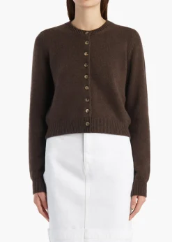 Khaite Knitwear-Everheart Cardigan in Coffee