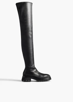 Khaite Boots-Fallon Over-the-Knee Boot in Black Leather