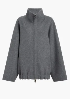 Khaite Outerwear & Coats|Jackets-Garret Jacket in Grey Melange