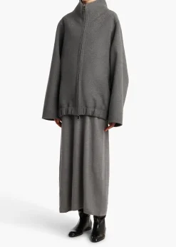 Khaite Outerwear & Coats|Jackets-Garret Jacket in Grey Melange