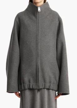 Khaite Outerwear & Coats|Jackets-Garret Jacket in Grey Melange