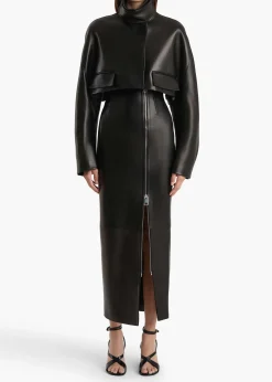 Khaite Leather|Skirts & Shorts-Gres Skirt in Black Leather