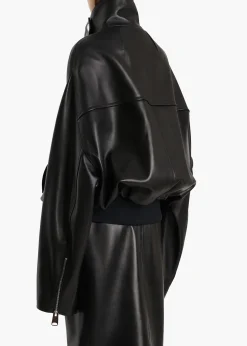 Khaite Leather|Outerwear & Coats-Hamett Jacket in Black Leather
