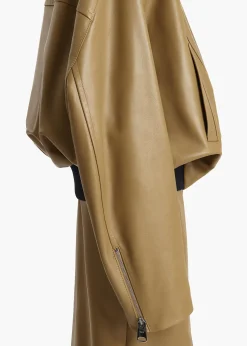 Khaite Outerwear & Coats|Leather-Hamett Jacket in Gold Ochre Leather