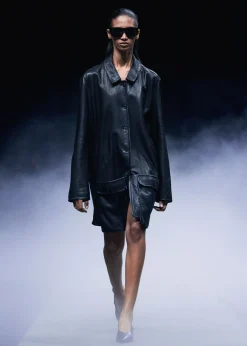 Khaite Leather|Outerwear & Coats-Harmon Coat in Black Washed Leather