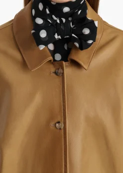 Khaite Leather|Outerwear & Coats-Harmon Coat in Golden Ochre Washed Leather