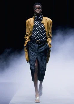 Khaite Leather|Outerwear & Coats-Harmon Coat in Golden Ochre Washed Leather