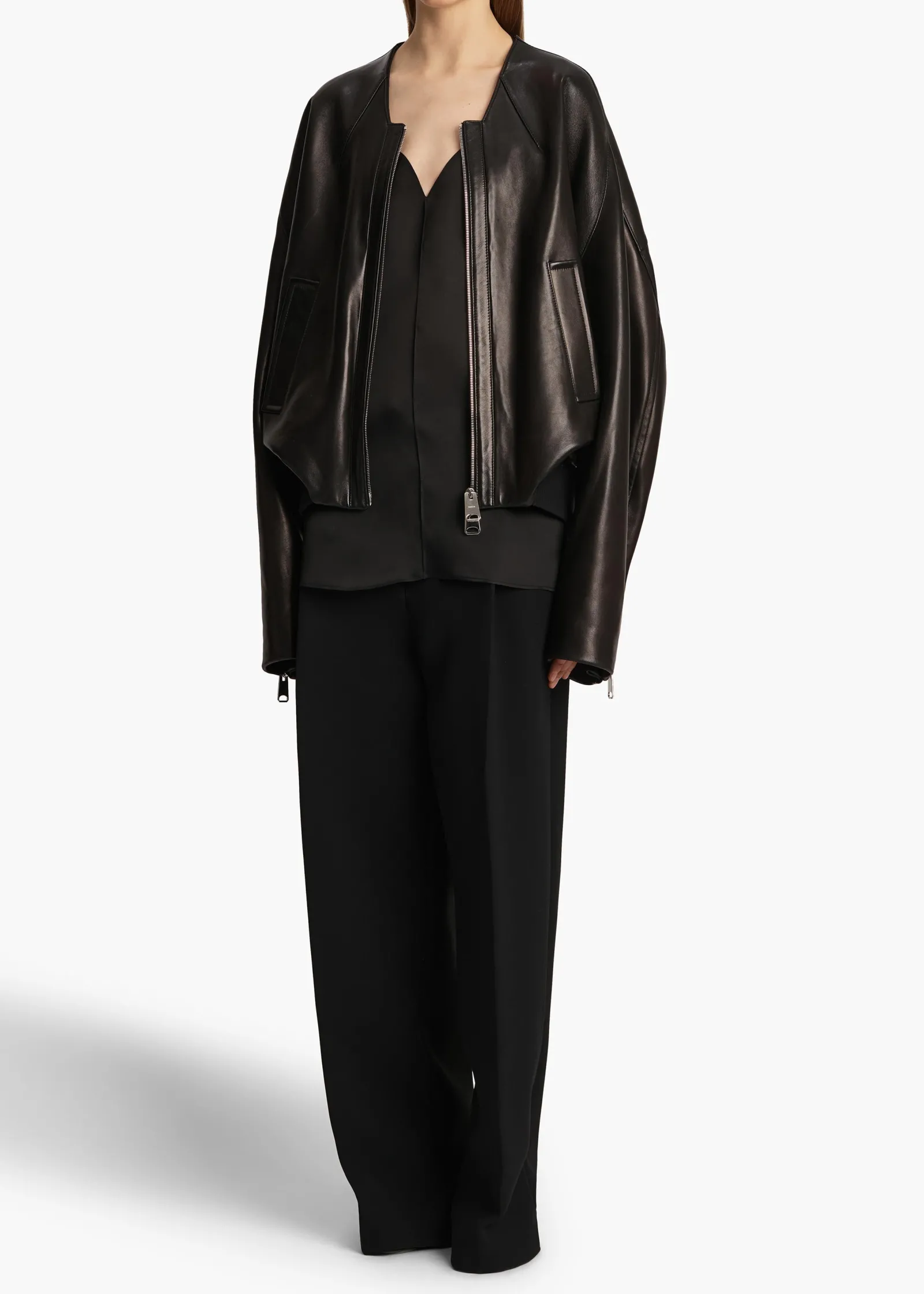 Khaite Leather|Outerwear & Coats-Hewit Jacket in Black Leather