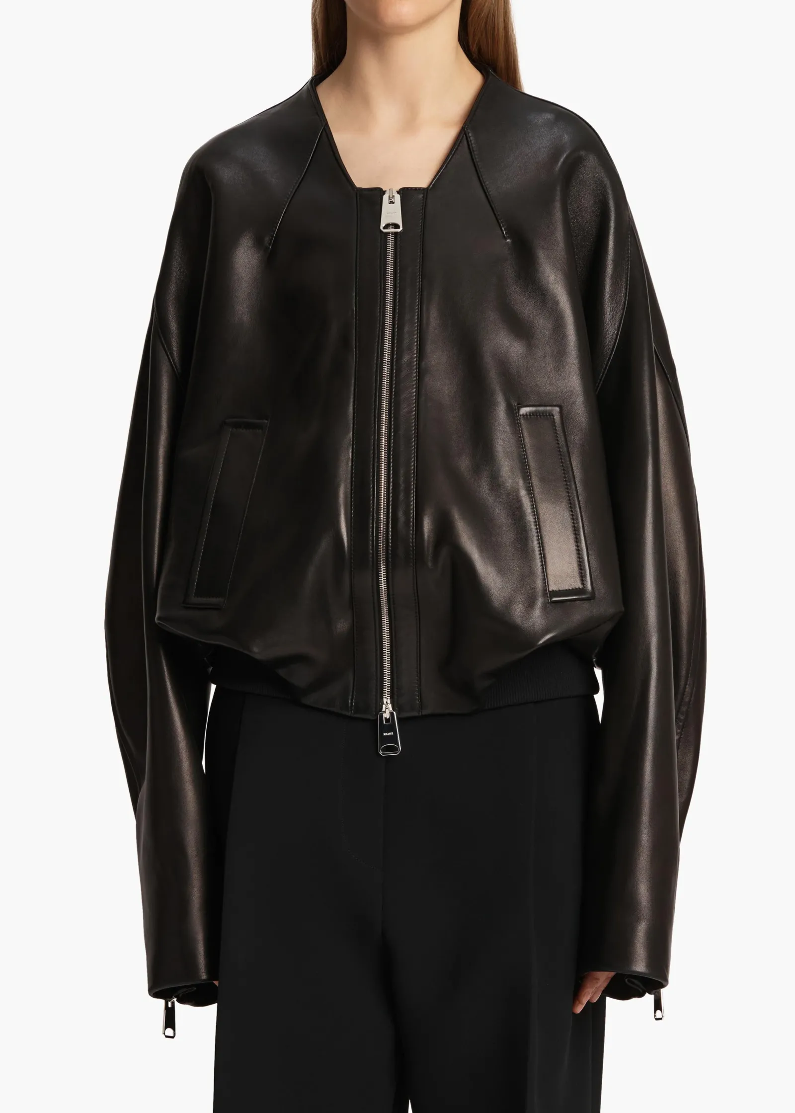 Khaite Leather|Outerwear & Coats-Hewit Jacket in Black Leather