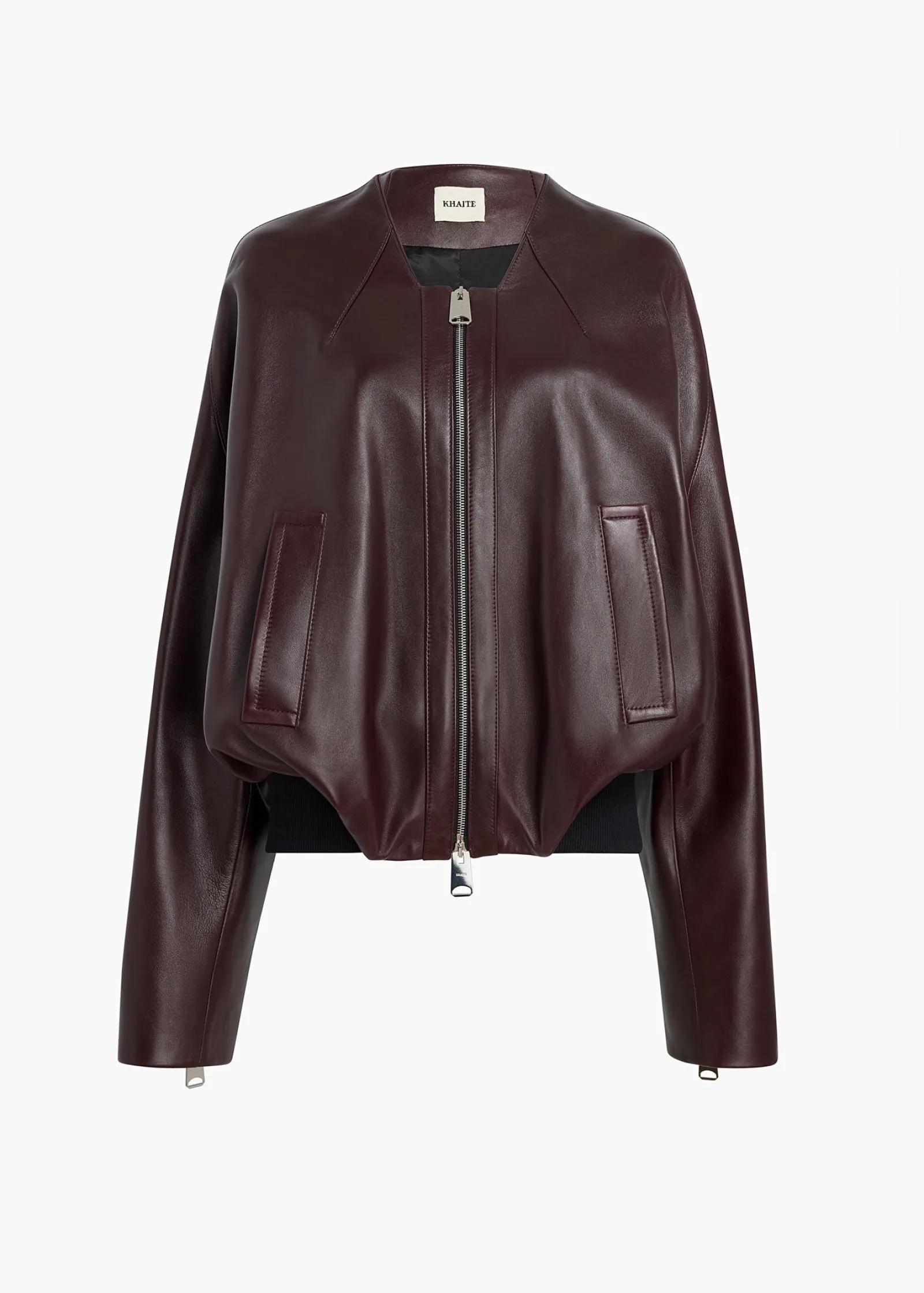 Khaite Leather|Outerwear & Coats-Hewit Jacket in Bordeaux Leather