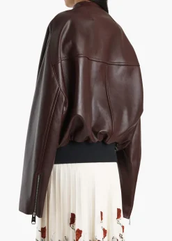 Khaite Leather|Outerwear & Coats-Hewit Jacket in Bordeaux Leather