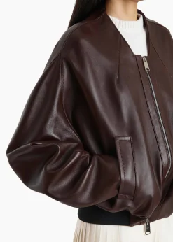 Khaite Leather|Outerwear & Coats-Hewit Jacket in Bordeaux Leather